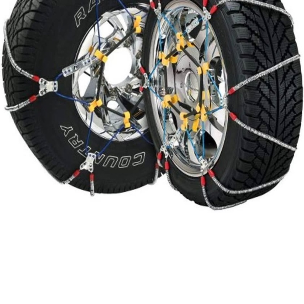Tire Snow Chains with Black and Silver Design